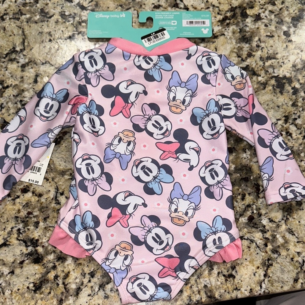 Disney Pink and Gray Minnie Mouse Baby Swimsuit - Picture 6 of 6